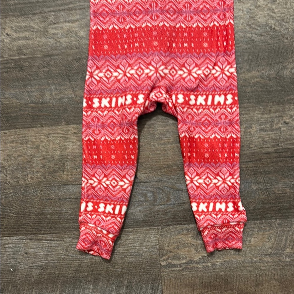 SKIMS Logo Plush Pointelle Footless Romper in Red Fair Isle Print - Picture 10 of 12
